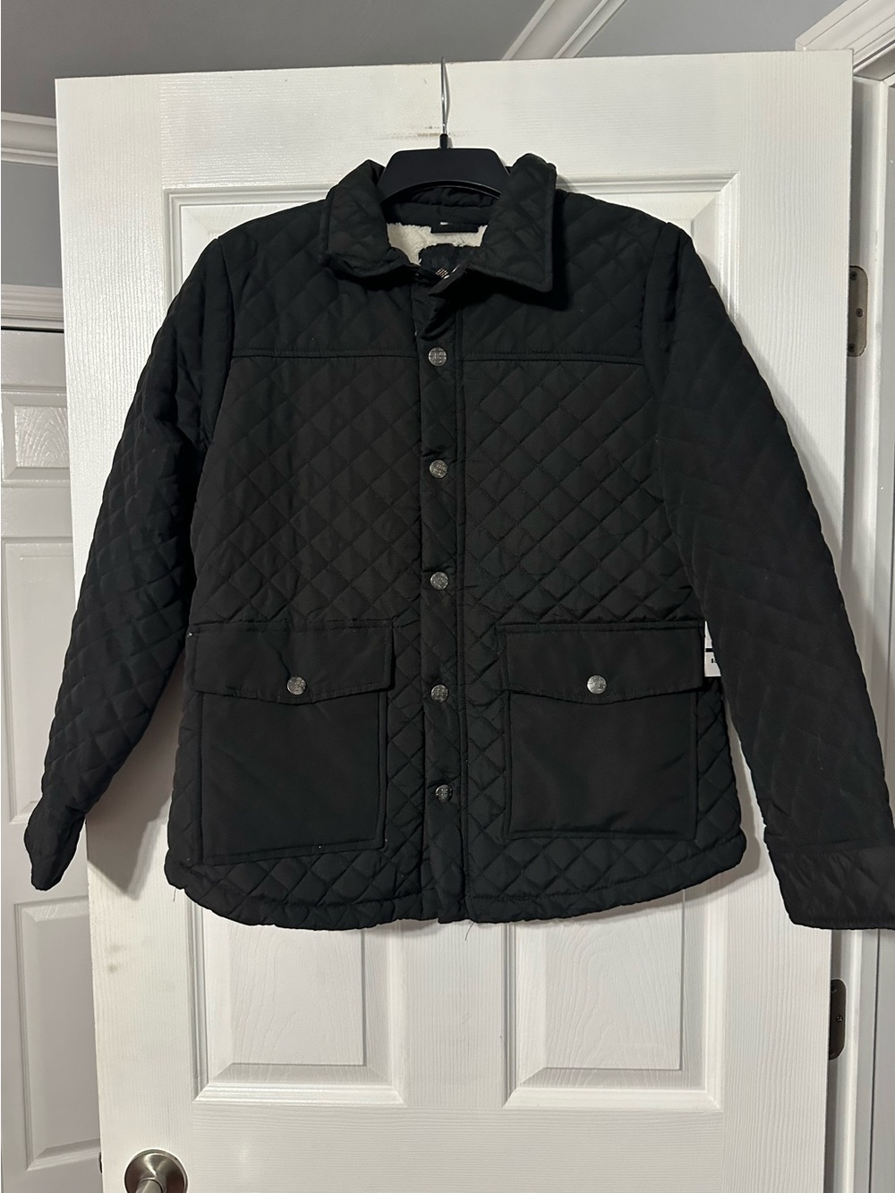 NWT Women’s Big Chill Black Quilted Snap Button Front Fleece Lined Jacket
